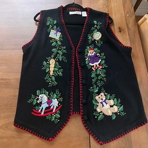 Vintage Christmas Sweater Vest Knit size Large
